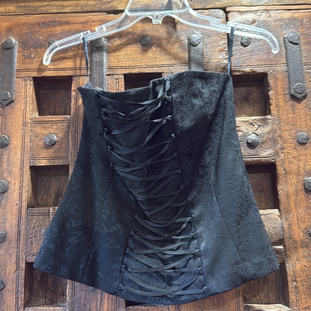 NWT Laundry by Shelli Segal Black Lace Bustier Top Black Size Medium